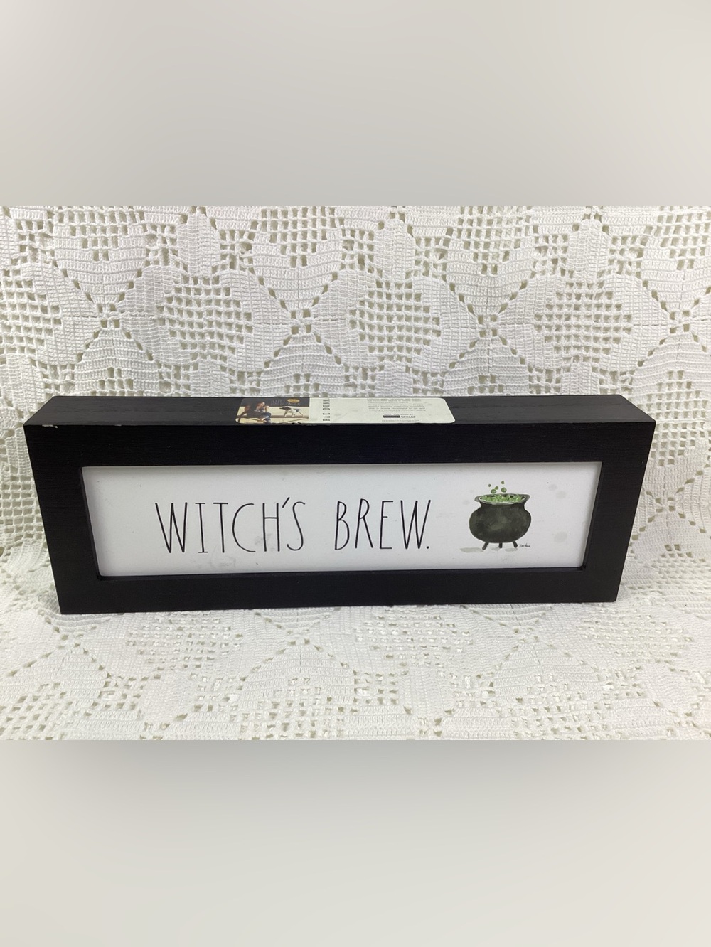 Witch's Brew Framed Sign - Black Frame with Bubbling green Cauldron